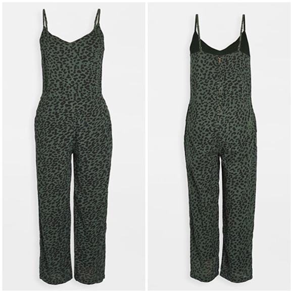 NWT Sundry Leopard Jumpsuit Small 1 green cropped Anthro